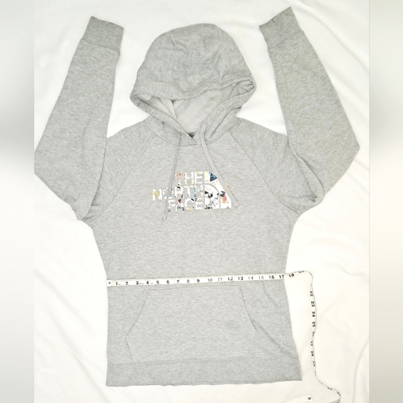 The North Face Womens Grey Hoodie Printed Pullover Kangaroo Pockets Logo L - Picture 7 of 15